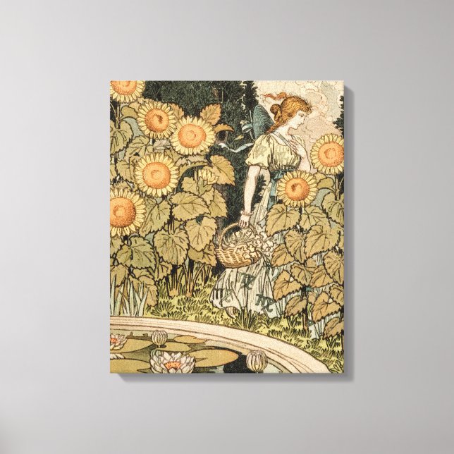 Sunflower Art Nouveau Garden Grasset Woman Canvas Print (Front)