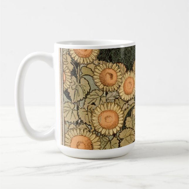 Sunflower Art Nouveau Garden Grasset Woman Coffee Mug (Left)