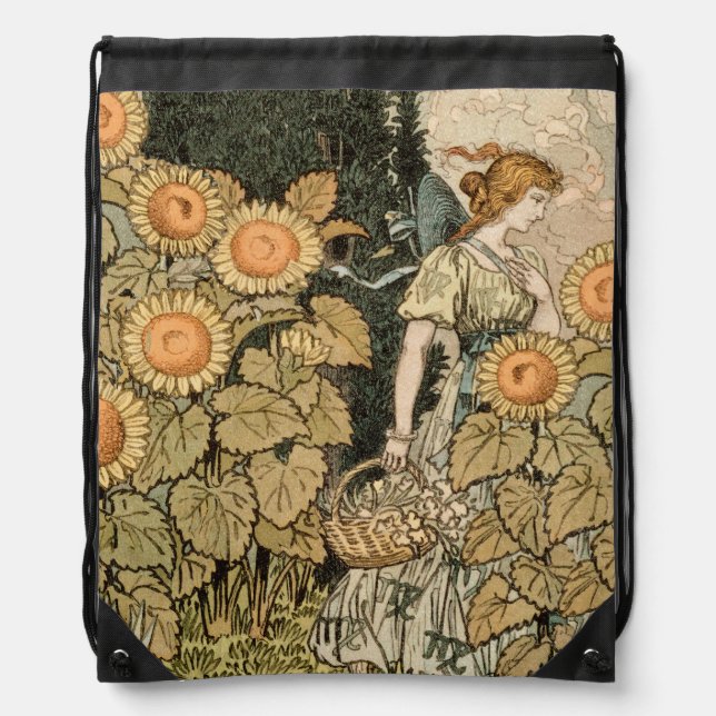 Sunflower Art Nouveau Garden Grasset Woman Drawstring Bag (Front)