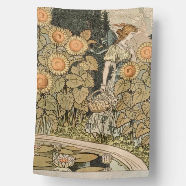 Sunflower Art Nouveau Garden Grasset Woman House Flag (Front)