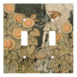 Sunflower Art Nouveau Garden Grasset Woman Light Switch Cover