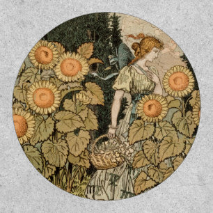Sunflower Art Nouveau Garden Grasset Woman Patch