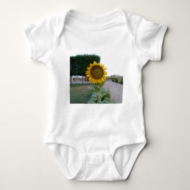 Sunflower Art Print Baby Bodysuit (Front)