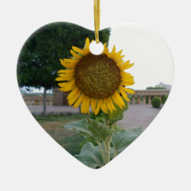Sunflower Art Print Ceramic Ornament (Front)