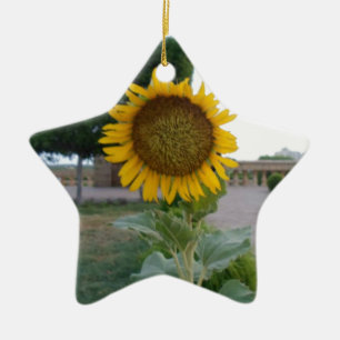 Sunflower Art Print Ceramic Ornament