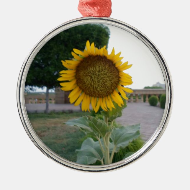 Sunflower Art Print Metal Ornament (Front)