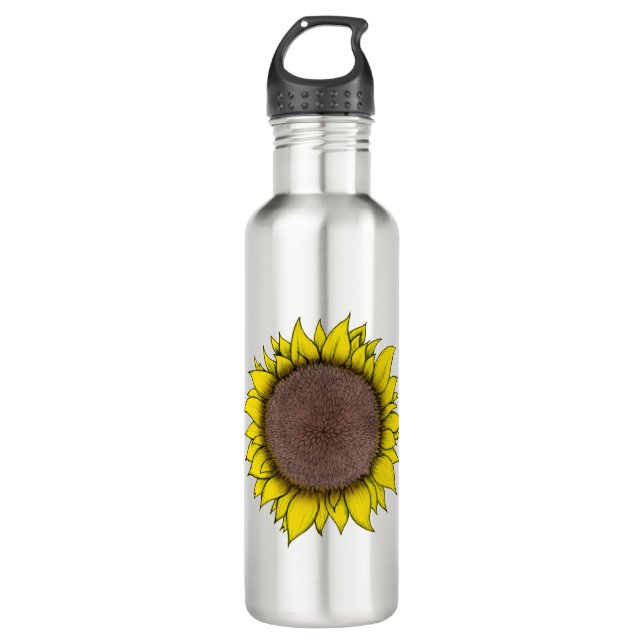 Sunflower Art Stainless Steel Water Bottle (Front)