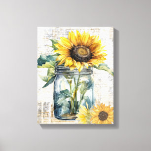 Sunflower art - wrapped canvas print