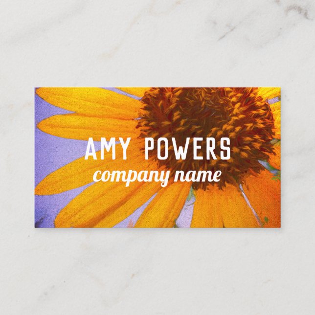 sunflower art  yellow cheerful double sided business card (Front)