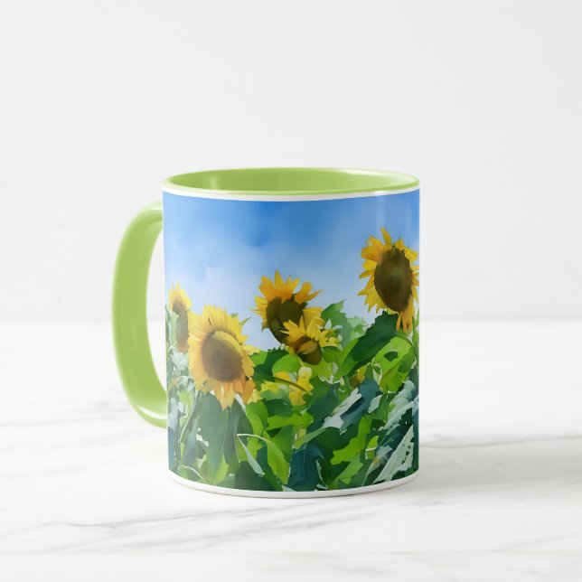 Sunflower Art Yellow Flower Nature Mug Cup (Front Left)