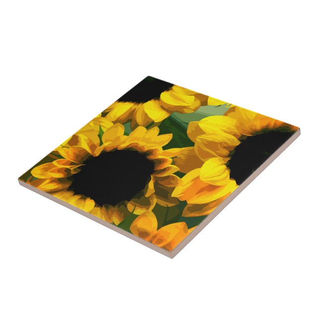 Sunflower Artistic Design Ceramic Tile (Side)