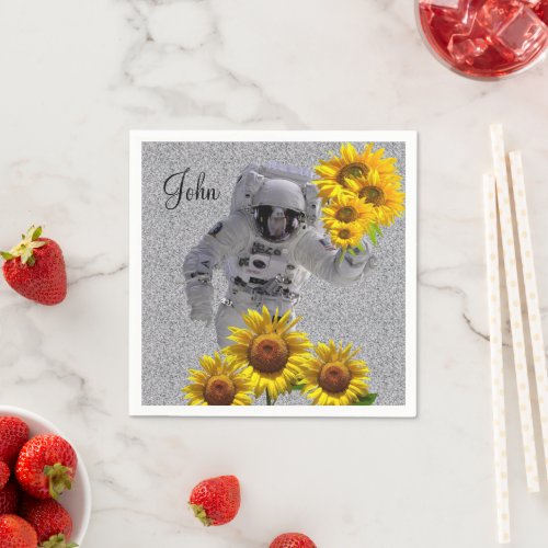 Sunflower Astronaut Paper Napkins