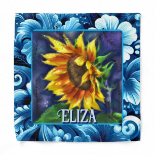 Sunflower at Night Flower Floral Personalized Bandana