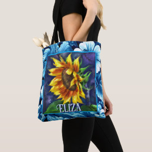 Sunflower at Night Flower Floral Personalized Tote Bag