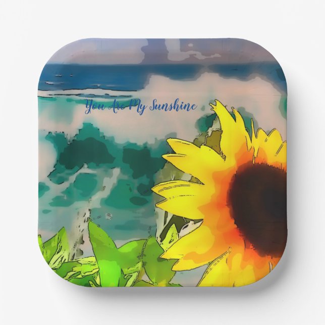 Sunflower at the Beach  you are my sunshine    Paper Plates (Front)