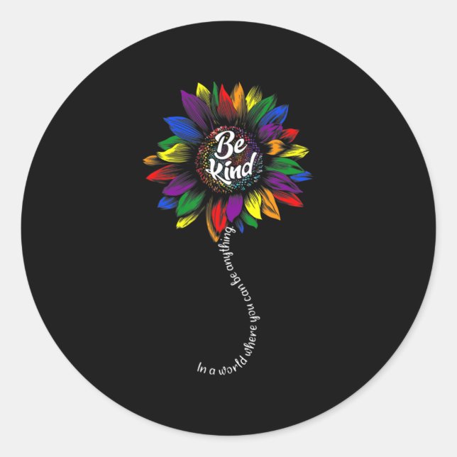 Sunflower Autism Awareness Be Kind Puzzle Mom Supp Classic Round Sticker (Front)