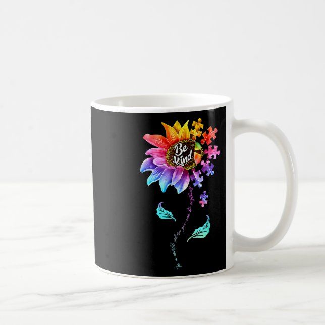 Sunflower Autism Awareness Be Kind Puzzle Mom Supp Coffee Mug (Right)