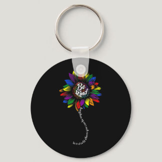 Sunflower Autism Awareness Be Kind Puzzle Mom Supp Keychain