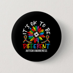Sunflower Autism Awareness Month For Autism Awaren Button