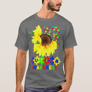 Sunflower Autism Puzzle Piece Cool Awareness T-Shirt