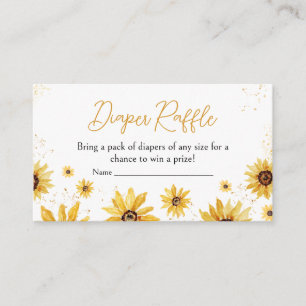 Sunflower Autumn Baby Shower Diaper Raffle Enclosure Card