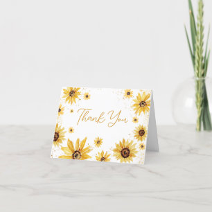 Sunflower Autumn Baby Shower Letterpress Thank You Card