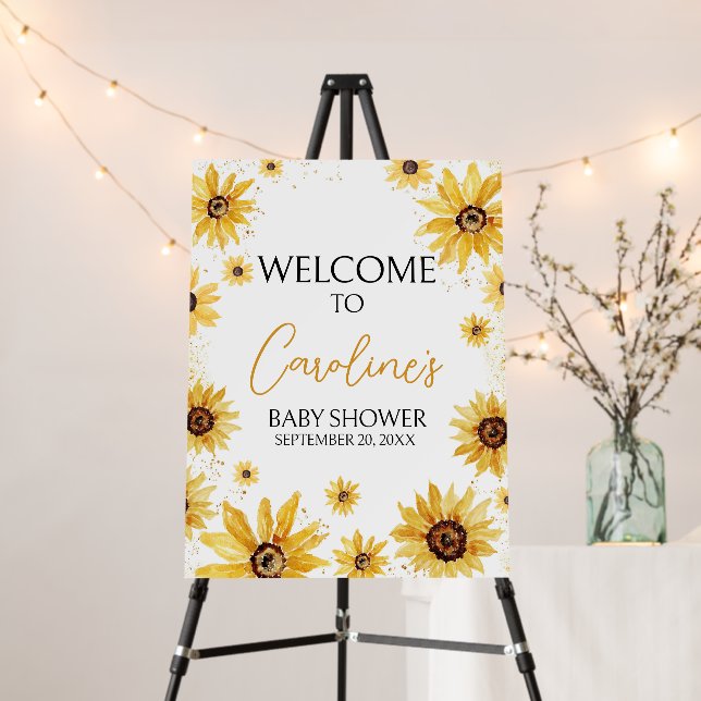 Sunflower Autumn Baby Shower Welcome Sign (In Situ (Stand))