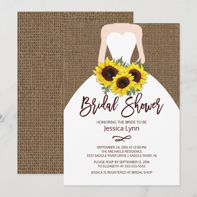 Sunflower Autumn Bride Bridal Shower Invitation (Front/Back)