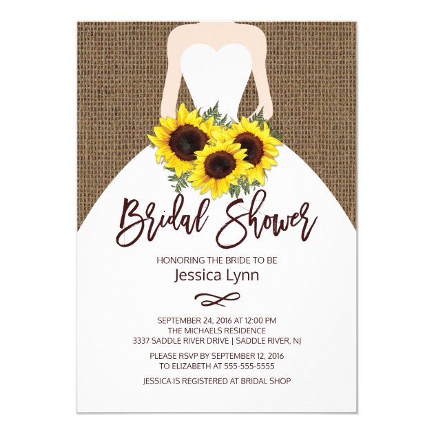 Sunflower Autumn Bride Bridal Shower Invitation