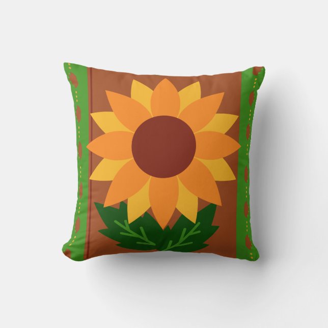 Sunflower autumn- fall colors throw pillow (Front)