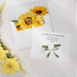 Sunflower Autumn Fall Liner & Return Address Envelope