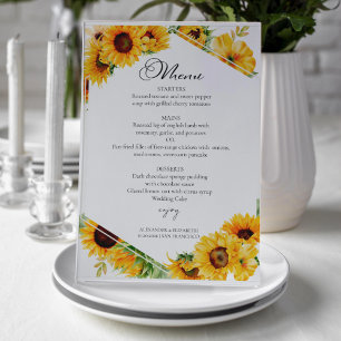 Sunflower Autumn Fall Wedding Menu Card