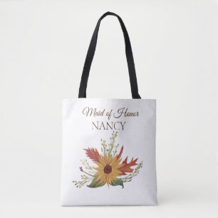 Sunflower Autumn Maid of Honor Tote Bag