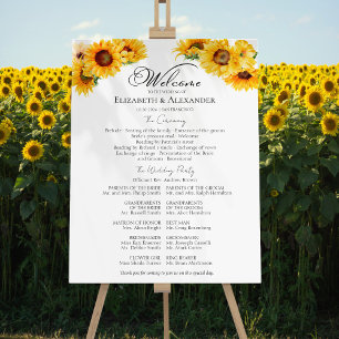 Sunflower Autumn Wedding Ceremony Program Sign