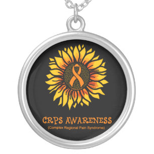 Sunflower/Awareness...CRPS Silver Plated Necklace