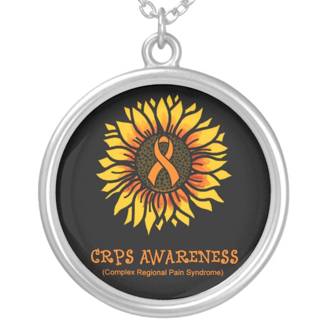 Sunflower/Awareness...CRPS Silver Plated Necklace (Front)
