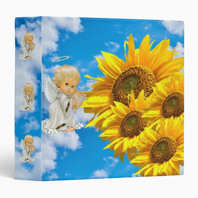 Sunflower Baby Angel Floral Sky  Avery Binder (Front/Spine)