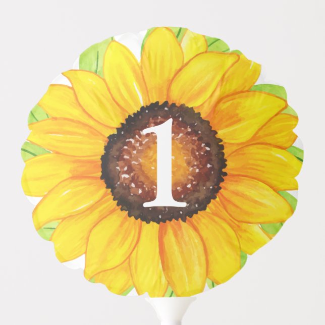 Sunflower Baby Girl Birthday Custom Age Number Balloon (Front)