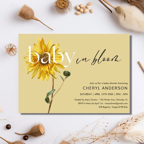 Sunflower Baby in Bloom Baby Shower Party  Invitation