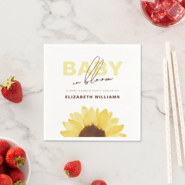 Sunflower Baby in Bloom Party Napkins (Insitu)
