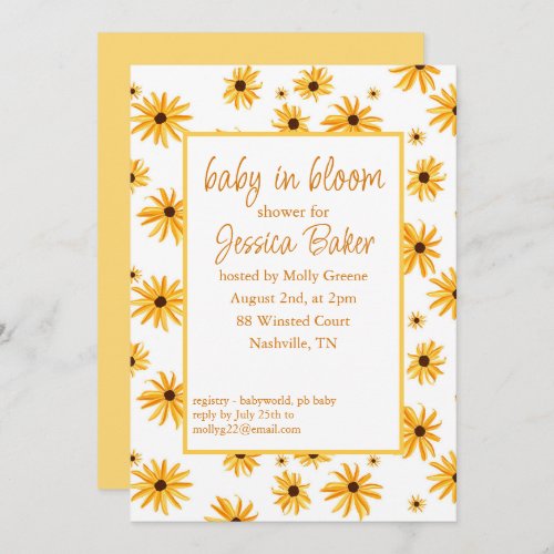 Sunflower Baby in Bloom Shower Invitation