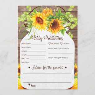 Sunflower Baby Predictions and Advice Card