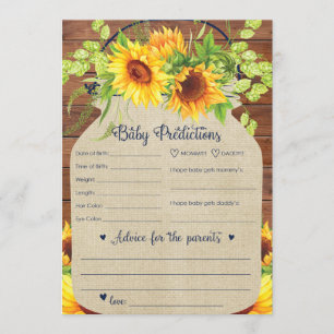 Sunflower Baby Predictions and Advice Card