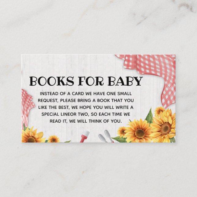 Sunflower Baby Q Baby Shower Books for Baby Enclosure Card (Front)