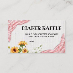 Sunflower Baby Q Baby Shower Diaper Raffle Enclosure Card