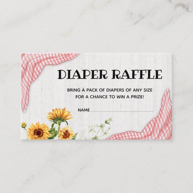 Sunflower Baby Q Baby Shower Diaper Raffle Enclosure Card (Front)