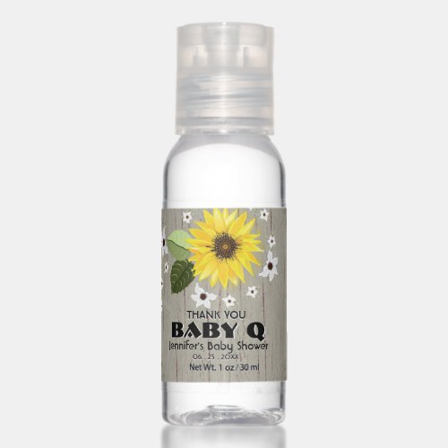 Sunflower Baby Q Baby Shower Hand Sanitizer