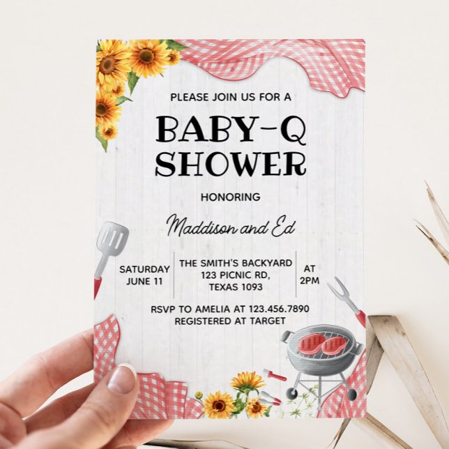 Sunflower Baby Q Baby Shower Invitation (Baby Q Baby Shower Invitation)