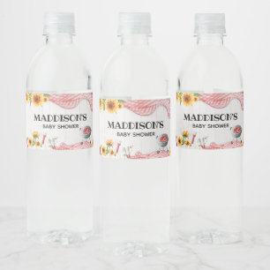 Sunflower Baby Q Baby Shower Water Bottle Label