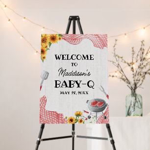 Sunflower Baby Q Baby Shower Welcome Sign